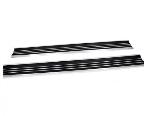 C4 Corvette Door Sill Guards – 1984-1987 – OEM GM Black Plastic W/ Logo – Mid America