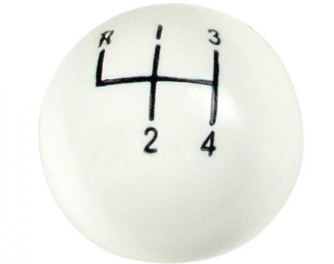 Corvette Shifter Knob, with 4 Speed Pattern, White, 1958-1962