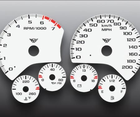 Whitegauges 1997-2004 Chevrolet Corvette 200 MPH C5 HUD White Face Gauges 9704CC-2628