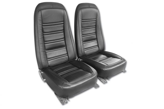 CA 1976-1978 Chevrolet Corvette Mounted Seats, Black Leather Vinyl 419720M