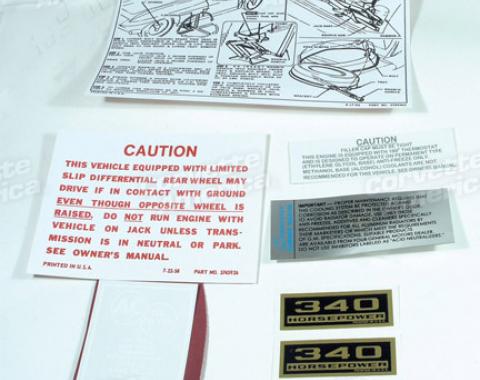 Corvette Decal Set, 340HP with Knock Off Wheels 7 Piece, 1963
