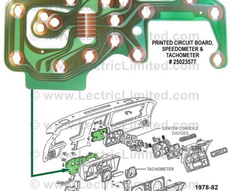 Lectric Limited 1978-1982 Chevrolet Corvette Printed Circuit Board: Speedometer and Tachometer 25023577