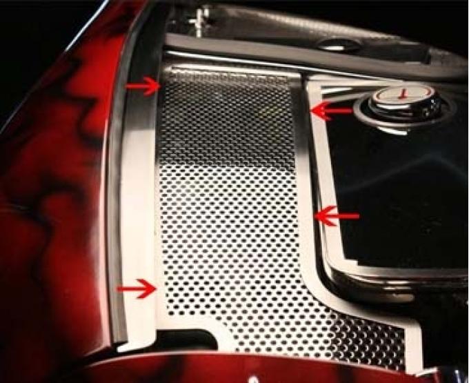 American Car Craft 1997-2004 C5/Z06 Corvette - Inner Fender Accent Plates, Perforated Stainless Steel 033071