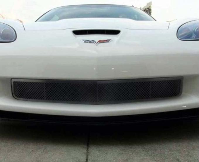 American Car Craft 2006-2013 Z06/GS/ZR1/C6 Corvette - Front Grille, Blakk Stealth Stainless Laser Mesh 042094