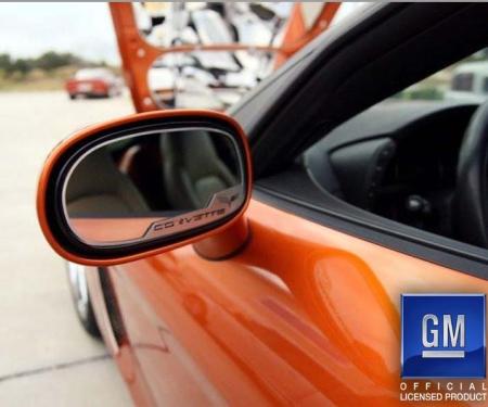 American Car Craft 2005-2013 C6 Corvette - Side View Mirror Trim Crossed Flags Style 2Pc [Standard], Brushed Stainless 042085