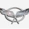 American Car Craft 1997-2004 C5 Corvette - Hood Liner Badge C5 Crossed Flags, Stainless Steel 033080