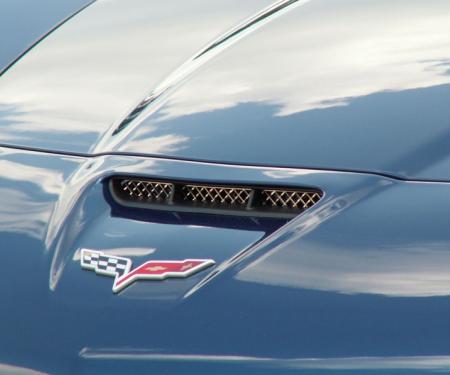 American Car Craft 2006-2013 Z06/GS/ZR1/C6 Corvette - Laser Mesh Hood Vent Grilles, Polished Stainless Steel 042057