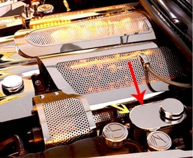 American Car Craft 2005-2008 C6 Corvette - Brake Master Cylinder Cover with Cap Cover (2005-08 only), Polished Stainless 043009