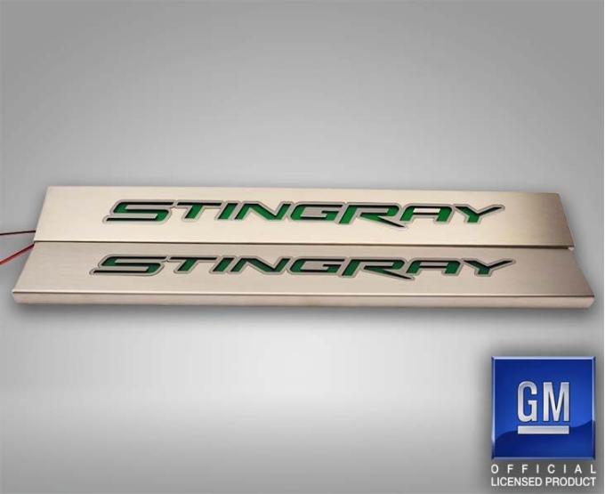 American Car Craft 2014-2019 C7 Corvette - LED Replacement Door Sills 2Pc, Brushed Stainless Steel, Choose LED Color 051003