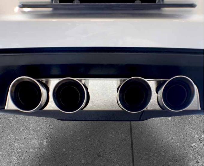 American Car Craft 2005-2013 C6 Corvette - Polished Exhaust Filler Panel, Corsa 4.0 Quad Tips, Stainless Steel 042013