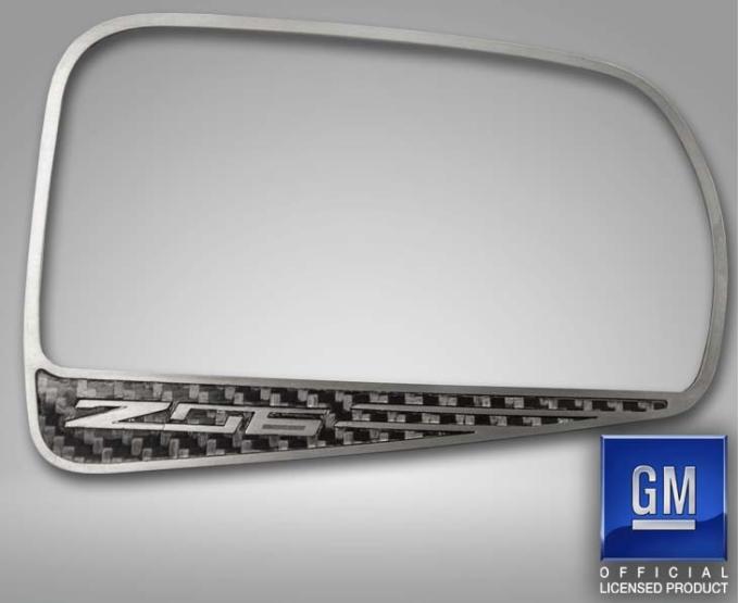 American Car Craft 2015-2019 Corvette C7 Z06 - Carbon Fiber 'Z06' Style Side View Mirror Trim 2Pc, Stainless Steel/Carbon Fiber 052118
