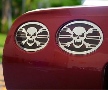 American Car Craft 1997-2004 C5/Z06 Corvette - Taillight Grilles Skull Style 4Pc, Stainless Steel 032044