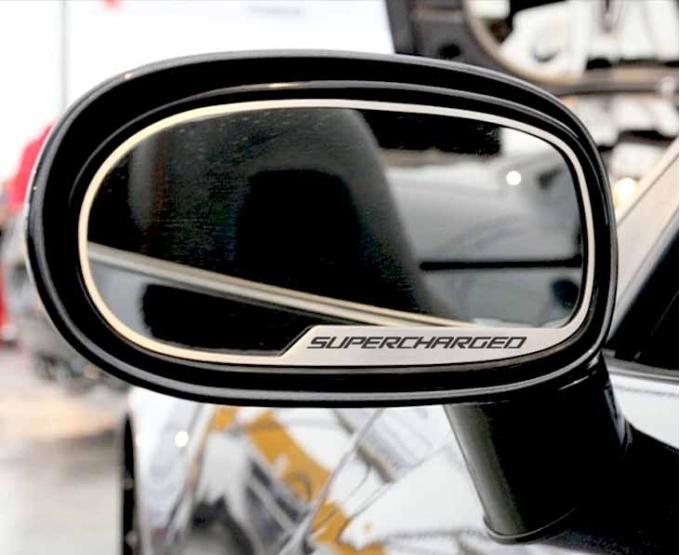 American Car Craft 2005-2013 C6 Corvette - Side View Mirror Trim SUPERCHARGED Style [Standard], Brushed Stainless 042121