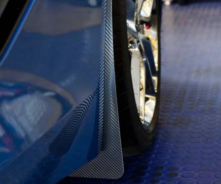American Car Craft 2014-2019 C7/Z06 Corvette Stingray - Carbon Fiber WRAPPED Mud Guards, Stainless Steel Base (4 PC **Z06 ONLY**) 052092