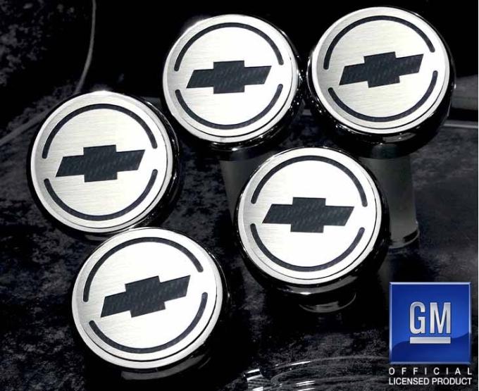 American Car Craft 1997-2013 C5/C6 Corvette - Chevrolet 'Bowtie' Fluid Cap Covers 5Pc Auto Transmission, Choose Inlay Color 043096