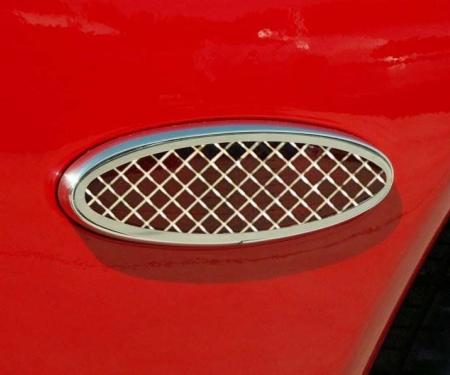American Car Craft 1997-2004 C5/Z06 Corvette - Side Marker Trim Rear Laser Mesh 2Pc, Polished Stainless Steel 032031