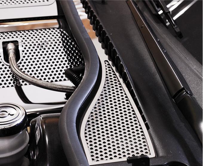 American Car Craft 2008-2013 C6/GS Corvette - Wiper Cowl Cover Perforated Style 2Pc, Polished Stainless Steel 043058
