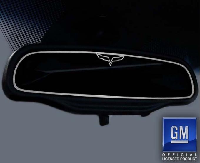 American Car Craft 2005-2013 C6 Corvette - Crossed Flag Style Rear View Mirror Trim, Brushed Stainless (AUTO DIM) 041036