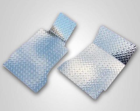 American Car Craft 2005-2013 C6 Corvette - Silver Diamond Plate Floor Mats 2Pc, Polished Aluminum 041001