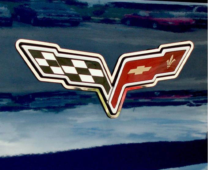 American Car Craft 2005-2013 C6 Corvette Convertible only - Waterfall Trim Ring for Emblem, Polished Stainless Steel 041032
