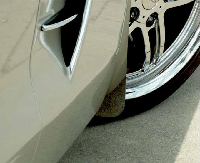 American Car Craft 2005-2013 C6 Corvette - Mud Guards Z06 Styled Fronts 2Pc, Polished Stainless Steel 042077