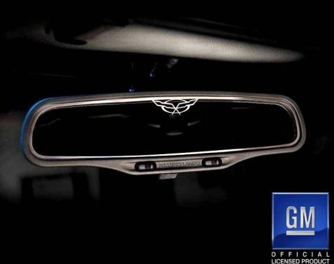 American Car Craft 1997-2004 C5/Z06 Corvette - Rear View Mirror Trim with Crossed Flags [Standard], Brushed Stainless 031008