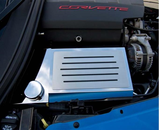 American Car Craft 2014-2019 Corvette Z06/Z51/C7 Stingray - Fuse Box Cover with Ribbed Slots, Polished Stainless Steel, Choose Color 053037