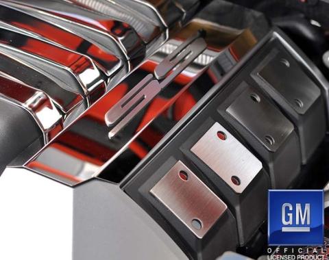 American Car Craft 2010-2015 Camaro SS - Fuel Rail Covers with Brushed Laser-cut SS Lettering, Brushed/Polished Stainless 103014