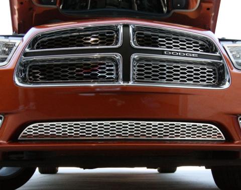 American Car Craft 2011-2013 Dodge Charger - Lower Front Grillle Overlay 1Pc, Polished Stainless 332006