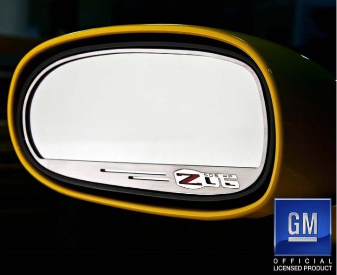 American Car Craft 2006-2013 Z06 Corvette - Side View Mirror Trim Z06 505hp Style 2Pc [AutoDim], Brushed Stainless 042113