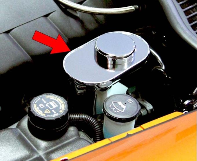 American Car Craft 2009-2013 C6 Corvette - Brake Master Cylinder Cover with Cap Cover (2009-13 only), Polished Stainless 043010