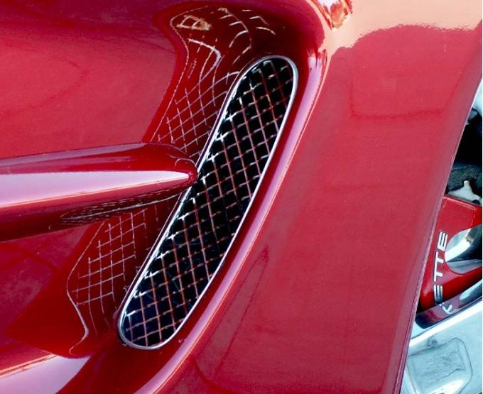 American Car Craft 1997-2004 C5/Z06 Corvette - Side Vent Grilles Laser Mesh 2Pc, Polished Finish 032021