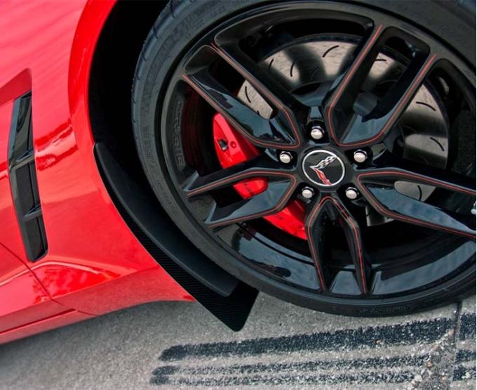 American Car Craft 2014-2019 C7 Z06 Corvette Stingray - Mud Guards Polished with Carbon Fiber BACKING, Stainless Steel Base (4 PC **Z06 ONLY**) 052090