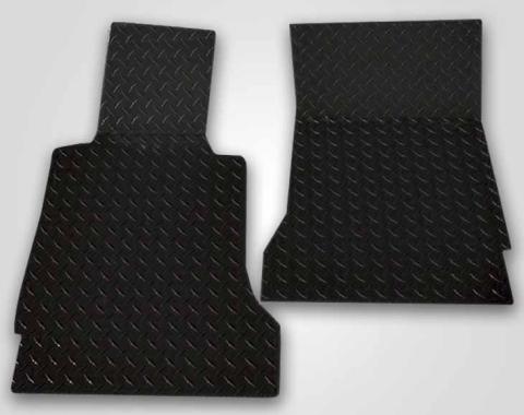 American Car Craft 2005-2013 C6 Corvette - Black Diamond Plate Floor Mats 2Pc, Polished Aluminum 041004