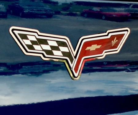 American Car Craft 2005-2013 C6 Corvette Convertible only - Waterfall Trim Ring for Emblem, Polished Stainless Steel 041032
