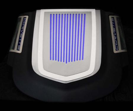 American Car Craft 2009-2013 Corvette ZR1 only - Engine Shroud Cover 2Pc Ribbed with C6 Emblem, Polished Stainless 043077