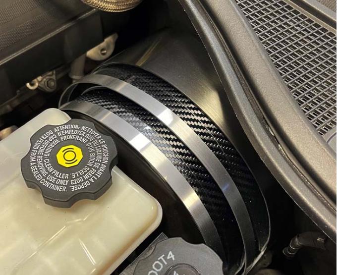 American Car Craft 2014-2019 Corvette C7 Brake Booster Cover - Carbon Fiber, Stainless Steel with Brushed Trim 053122