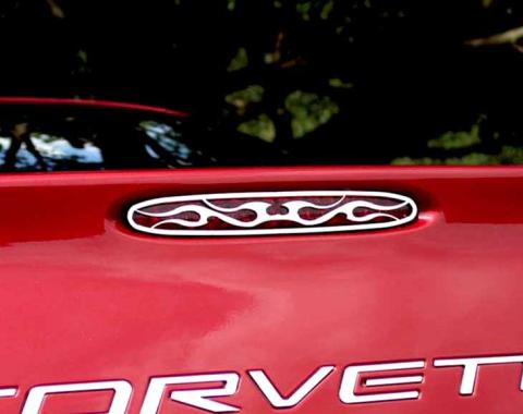 American Car Craft 1997-2004 C5/Z06 Corvette -5th Brake Light Grille Flame Style 1Pc, Polished Stainless 032039