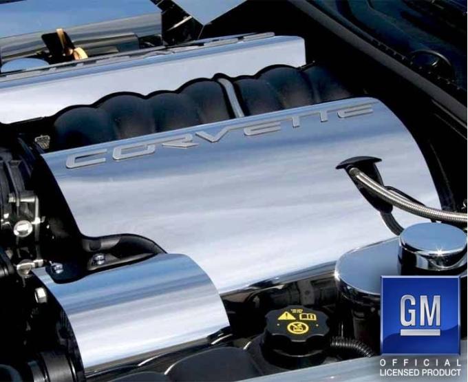 American Car Craft 2005-2007 C6 Corvette - Fuel Rail Covers with CORVETTE script, Polished Stainless Steel 043114
