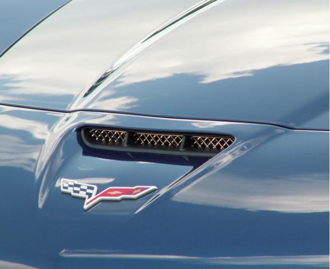American Car Craft 2006-2013 Z06/GS/ZR1/C6 Corvette - Laser Mesh Hood Vent Grilles, Polished Stainless Steel 042057