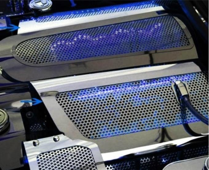 American Car Craft 2006-2012 Corvette Z06 only - Illuminated Perforated Fuel Rail Replacement Covers, Stainless, Choose LED Color 043088