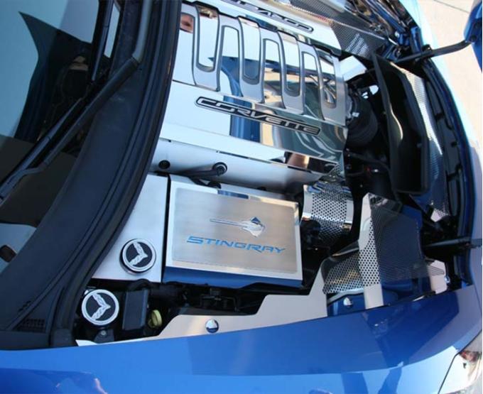 American Car Craft 2014-2019 C7 Corvette Stingray - Lower Fuel Rail Covers DRY SUMP VERSION 2Pc, Brushed Stainless Steel 053053