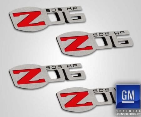 American Car Craft 2005-2013 C6 Corvette - Z06 505HP Badges 4Pc, Polished Stainless Steel 042125
