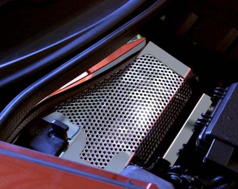 American Car Craft 2008-2013 C6 Corvette - Battery Cover Perforated (08-13 only), Polished Stainless Steel 043061