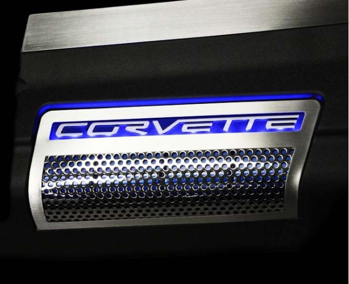 American Car Craft 2009-2013 Corvette ZR1 only - Illuminated Engine Shroud Perforated Side Inserts 2Pc, Stainless, Choose LED Color 043072