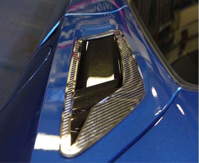 American Car Craft 2014-2019 C7 Corvette Stingray - Rear Quarter Vent Set, Carbon Fiber with Stainless Steel Trim 052064