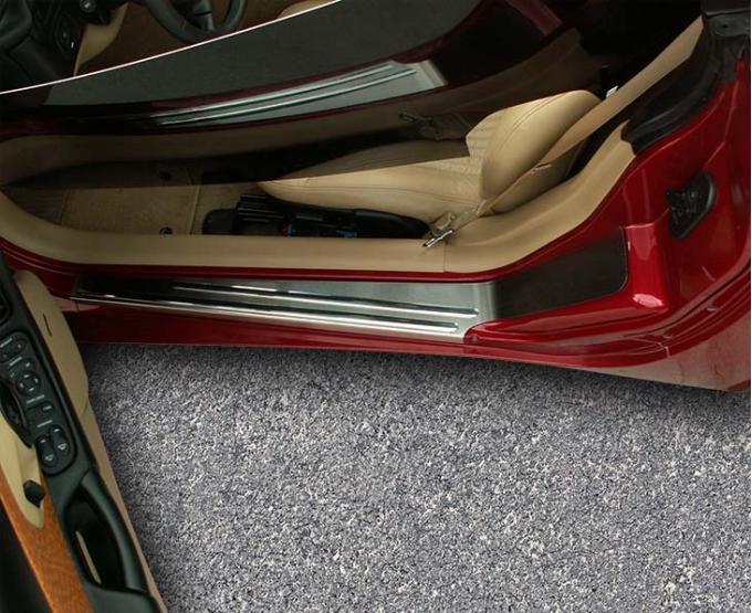 American Car Craft 1997-2004 C5/Z06 Corvette - Outer Door Sills with Chrome Ribs 2Pc, Brushed Stainless Steel 031016
