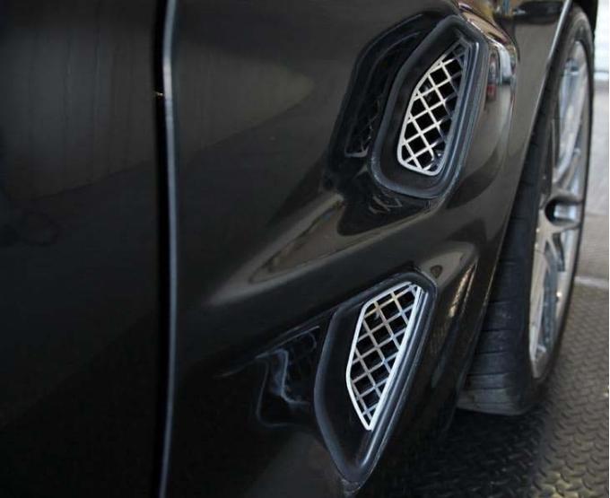 American Car Craft 2009-2013 ZR1 Corvette - Laser Mesh Side Vent Grilles 4Pc, Polished Stainless Steel 042102