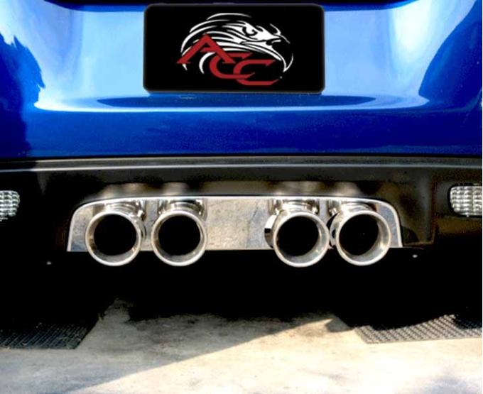 American Car Craft 2005-2013 C6 Corvette - Polished Exhaust Filler Panel, Borla Sport Quad Oval Tips, Stainless Steel 042017