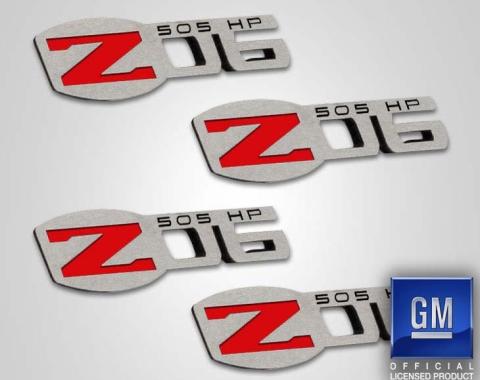 American Car Craft 2005-2013 C6 Corvette - Z06 505HP Badges 4Pc, Polished Stainless Steel 042125